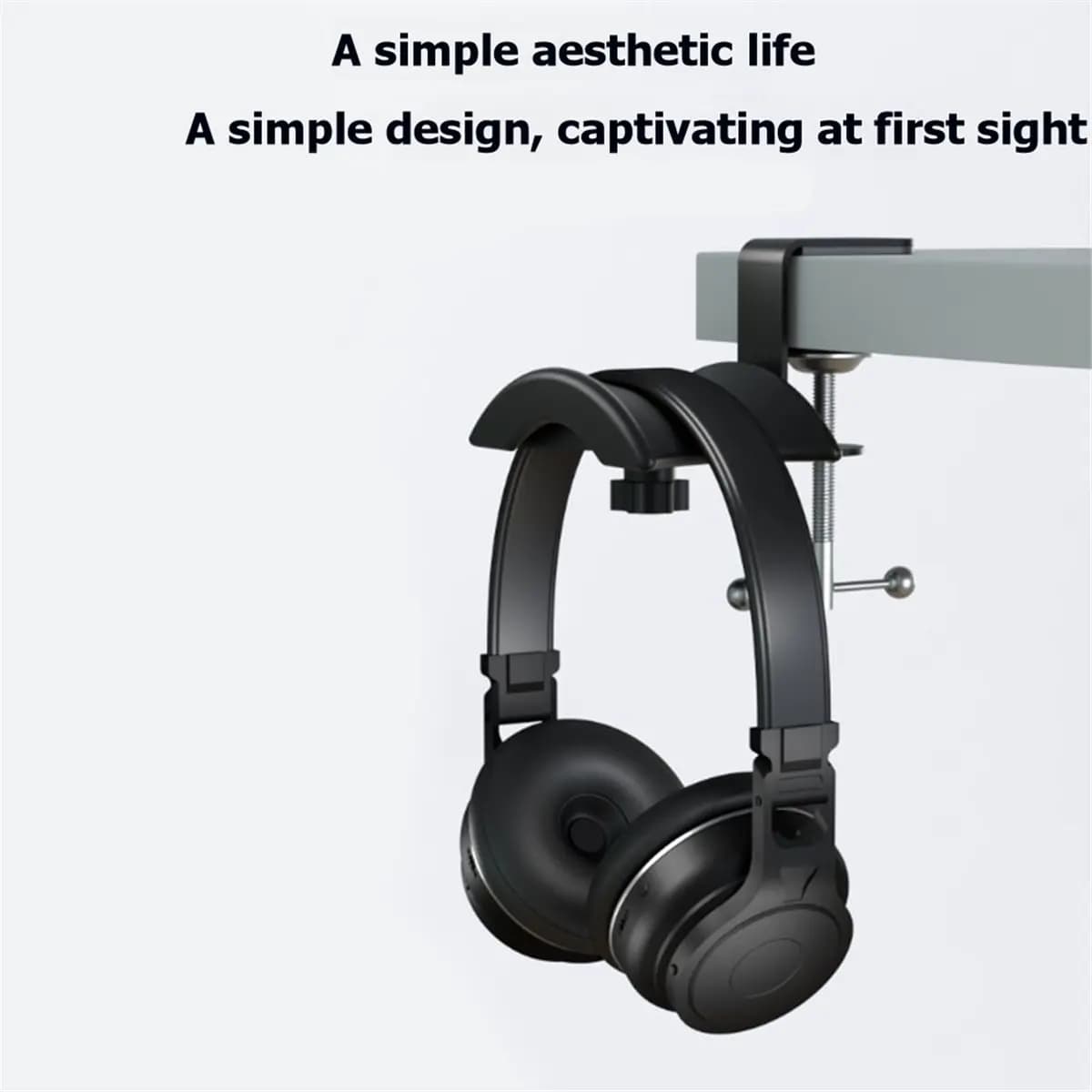DT75BG Adjustable Rotatable Arm Clamp PC Gaming Headphone Stand Headset Hanger Hook Holder Desk Space Saving Clip Mount