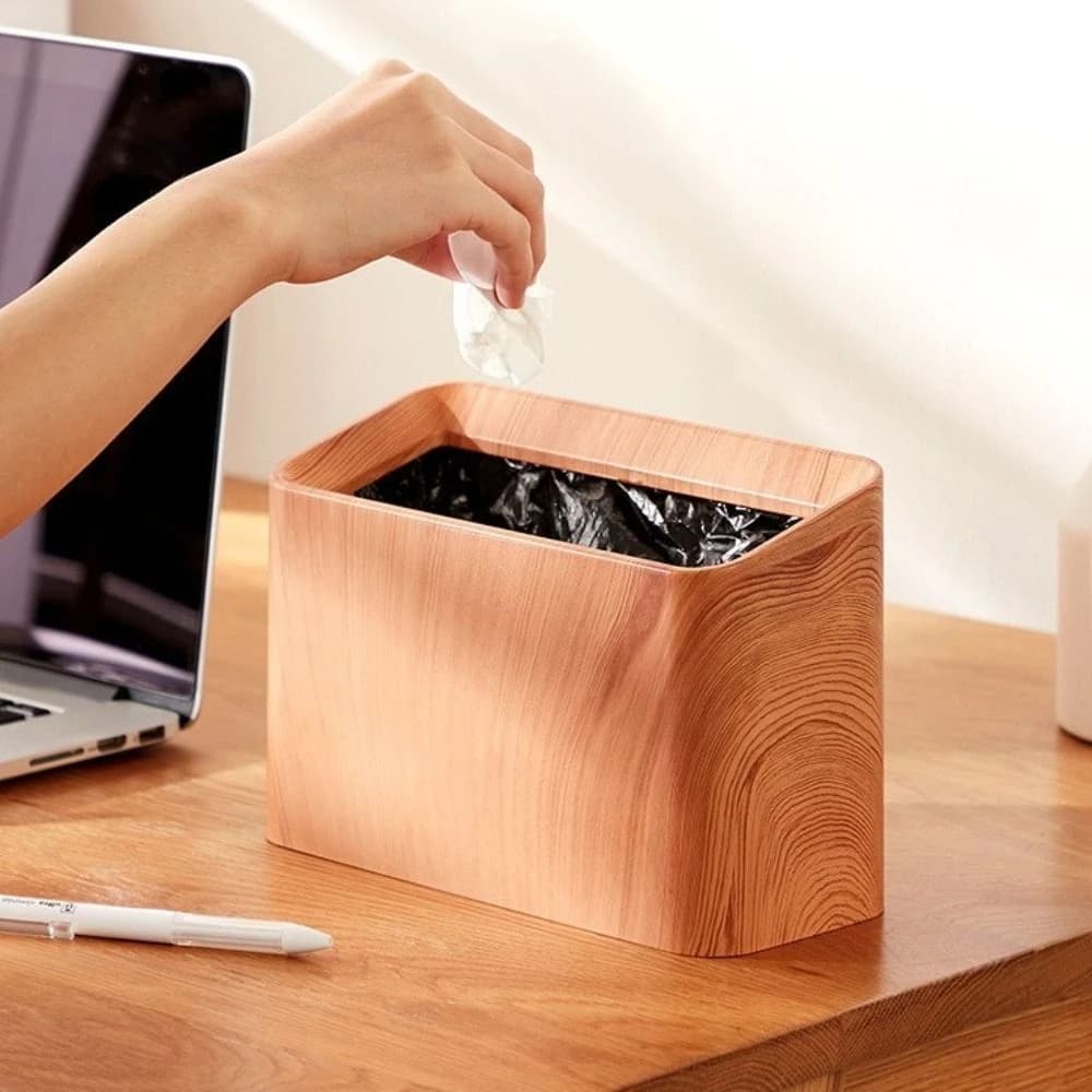 Cestino per Rifiuti Nordico da Scrivania, Bidone Stretto a Doppio Livello, Contenitore Semplice da Bancone, Cestino Quadrato Creativo Mini per Soggiorno