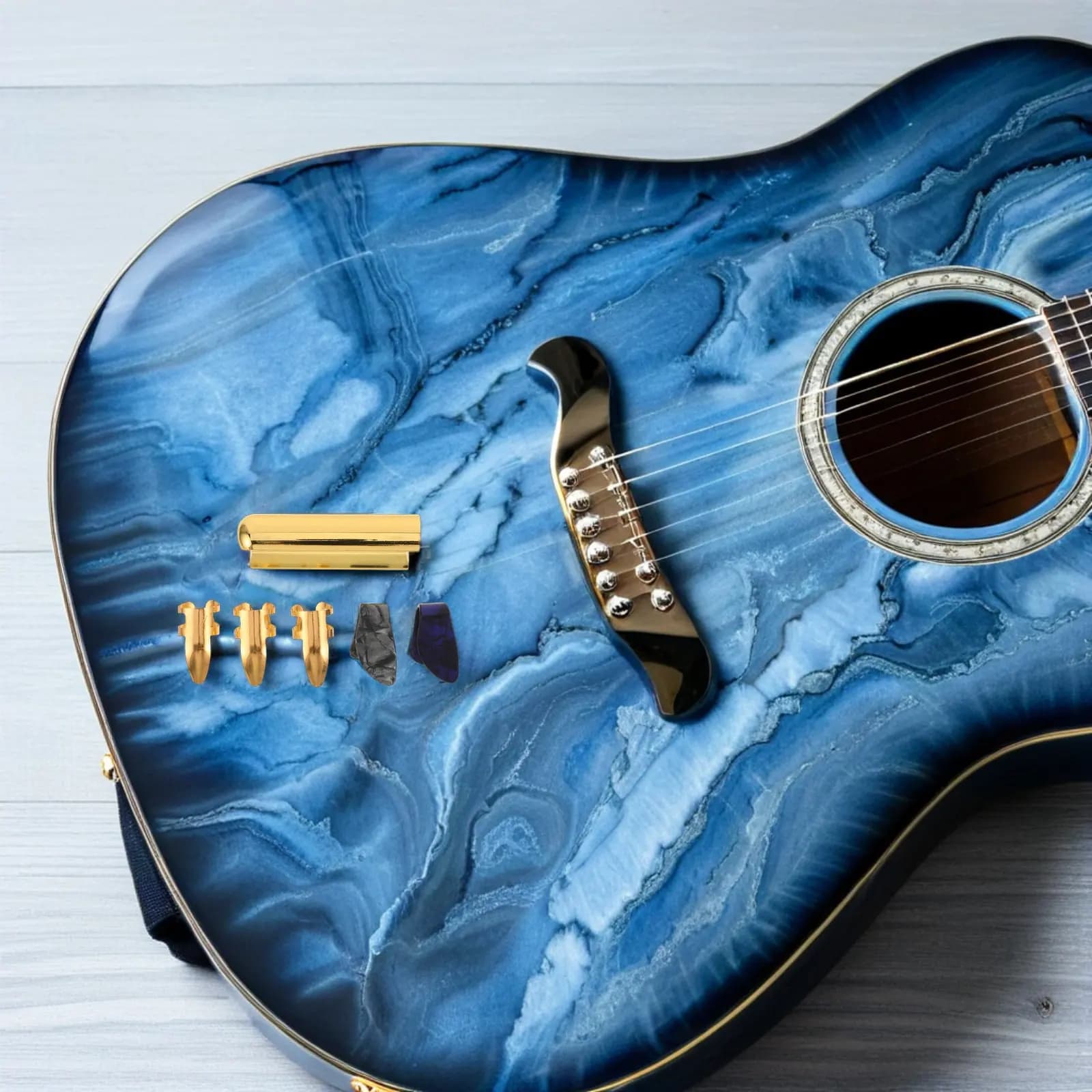 Set di 1 Slide per Chitarra con Finitura Argento, Slider per Dita e Plettri per Pollice, Versatile per Chitarra Elettrica, Acustica, Basso, Banjo e Strumenti a Corda