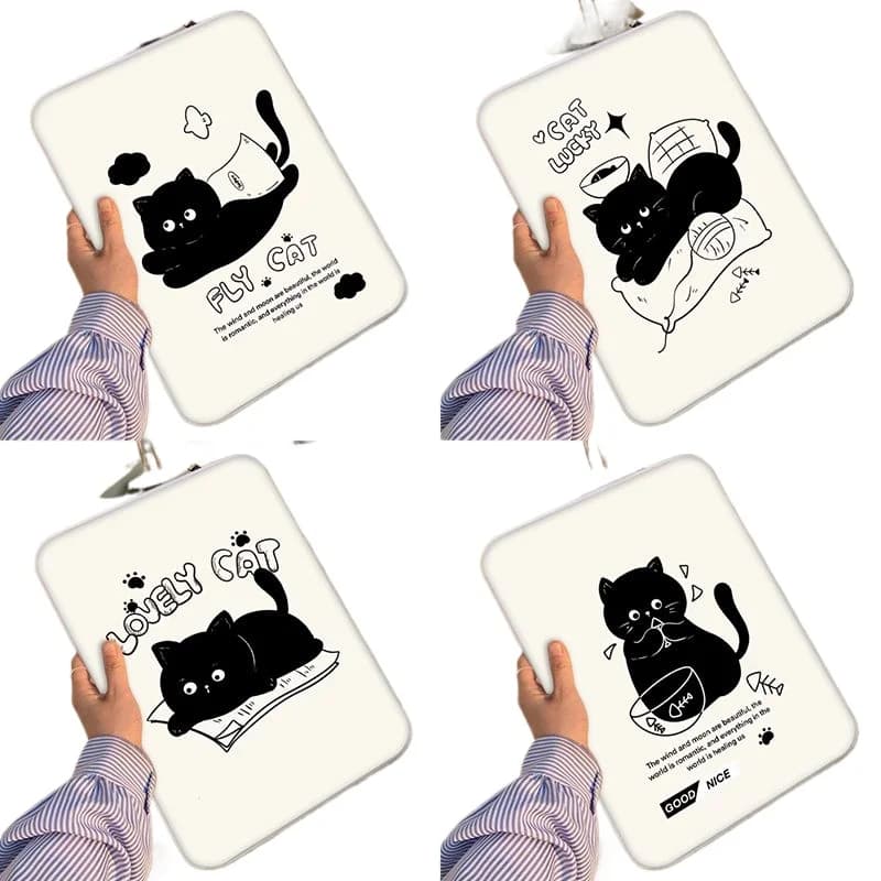Custodia Protettiva per Laptop con Simpatico Gatto Cartone Animato, Borsa da Trasporto per Computer da 13, 12, 15, 11 Pollici, per MacBook Air/M1 Pro/14 Pollici, Asus, HP - Idea Regalo