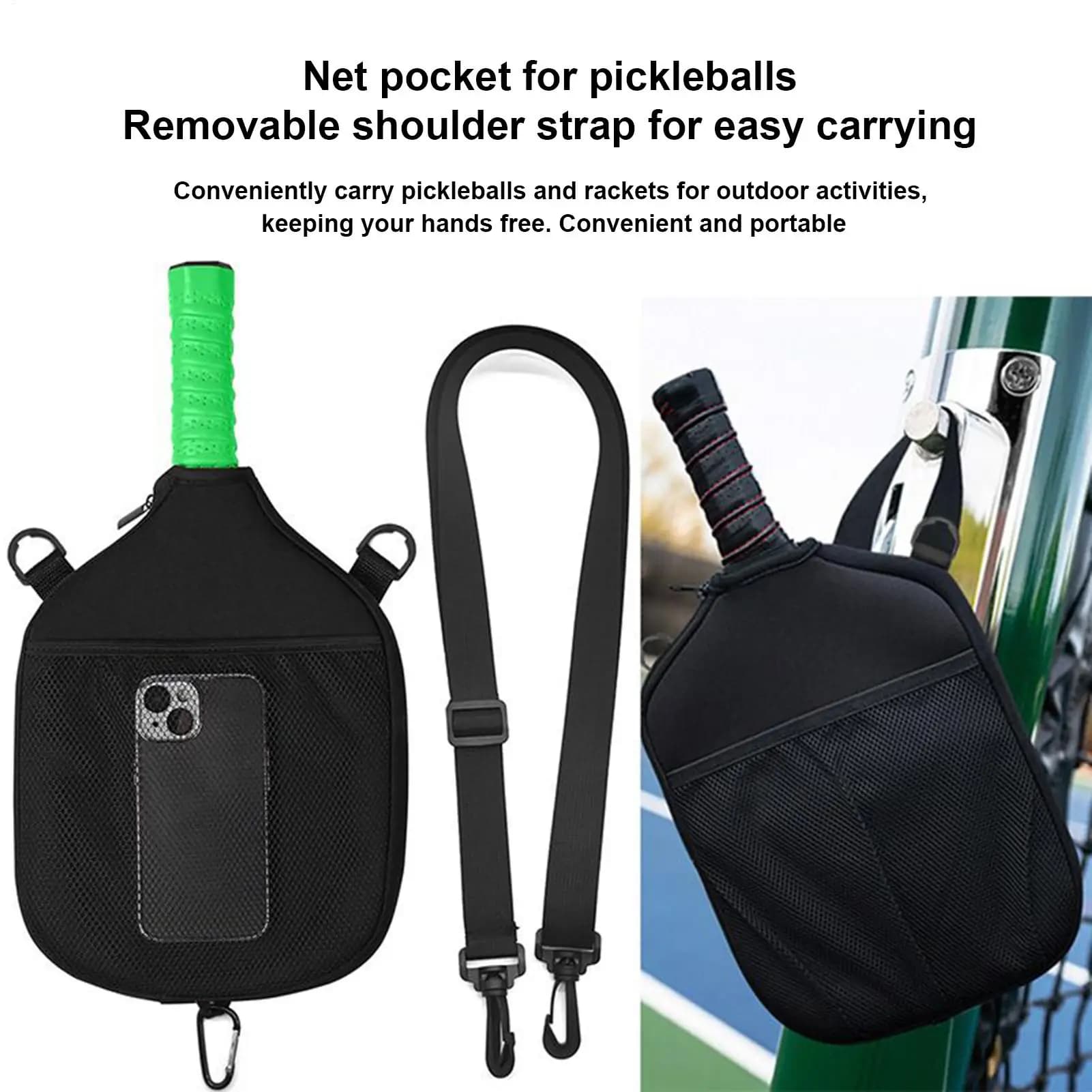 Borsa per racchetta con palline di sottaceti Zaino per palline di sottaceti Tracolla regolabile Zaino da tennis per allenamento di badminton