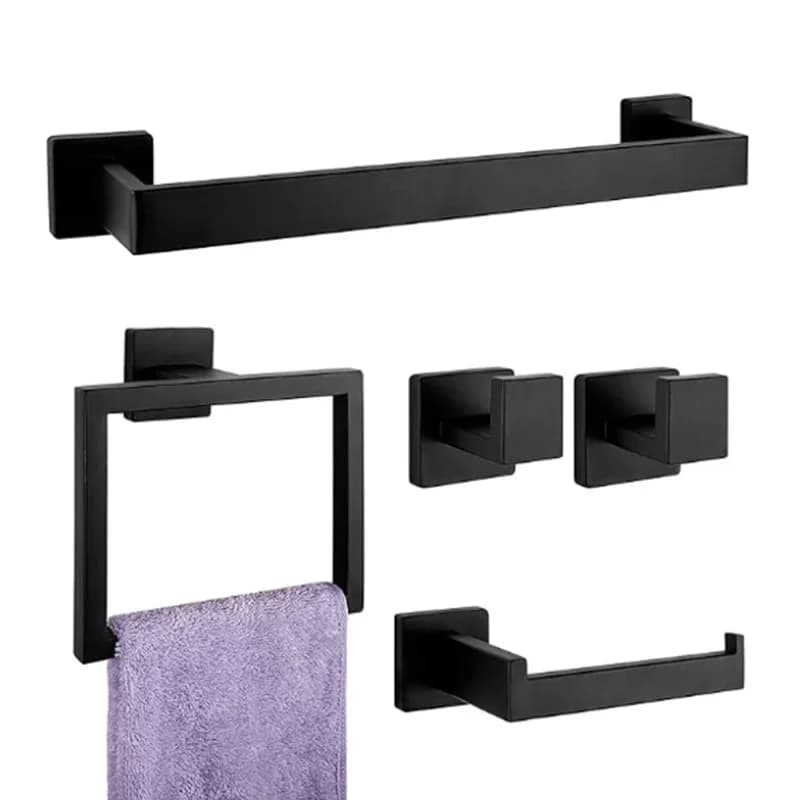 Set portasciugamani in acciaio inossidabile, portasciugamani quadrato, porta carta da bagno, ciondolo da bagno