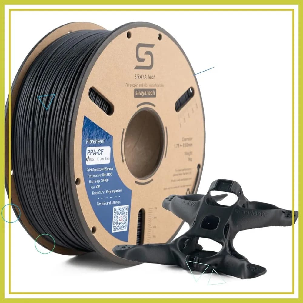 Filamento per Stampante 3D in Nylon con Fibra di Carbonio di Grado Industriale, PPA-CF ad Alta Resistenza e Resistenza al Calore (1kg, Nero)