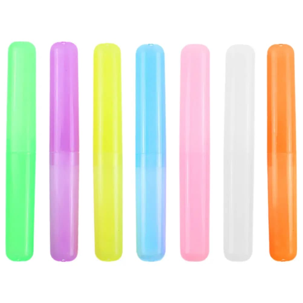Set di 7 Protezioni per Spazzolini da Denti, Scatola di Plastica per Viaggio, Organizzatore Portatile, Porta Spazzolino e Porta Dentifricio
