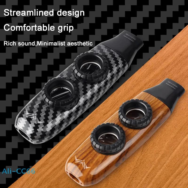 【C】Instrumento musicale Kazoo a doppio foro, Kazoo pratico leggero e durevole con design a grana per l'accompagnamento di chitarra e ukulele