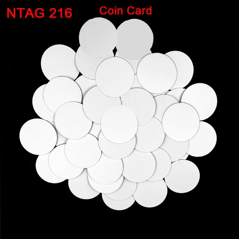 10/30 pz/lotto NFC 216 NFC Carta Della Moneta 13.56MHz Ntg 216 Carte RFID 25MM ISO14443A RFID Smart Tag 888 Byte Tag per Tutti I Telefoni NFC