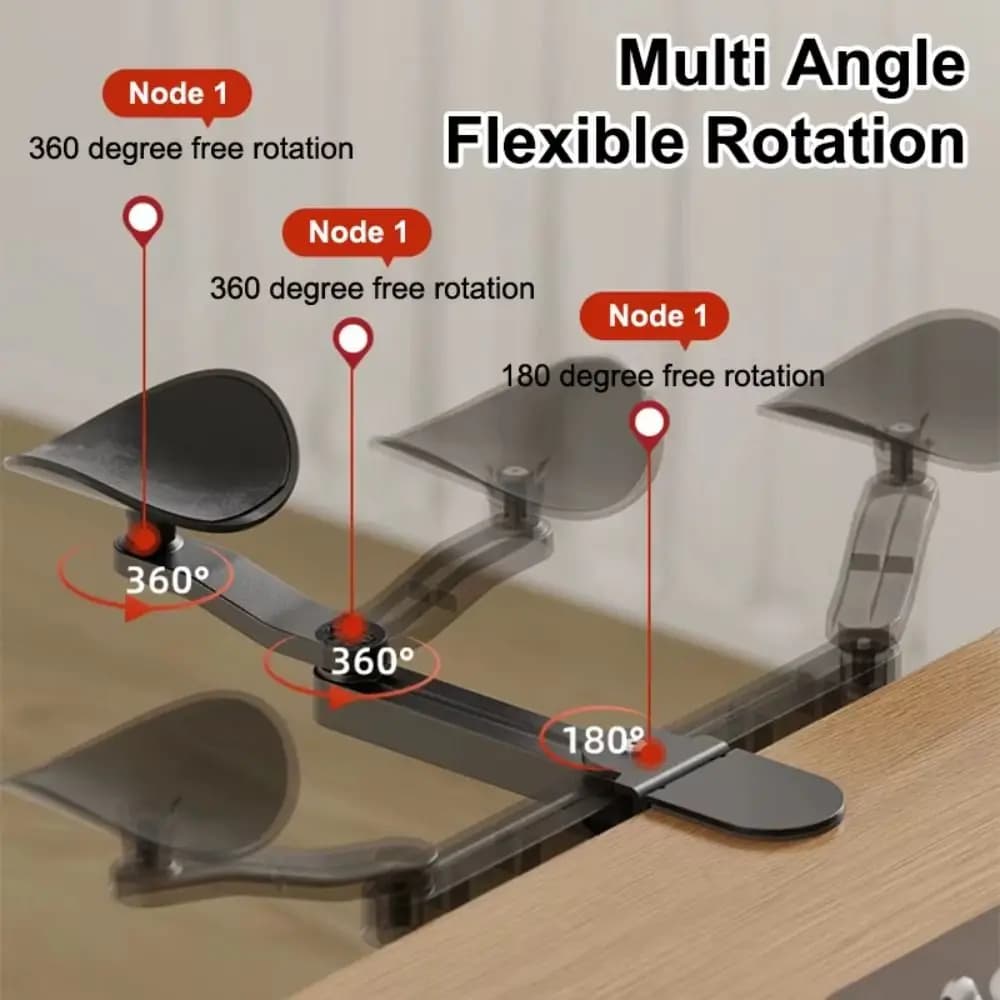 Bracciolo Ergonomico in Lega di Alluminio Regolabile in Altezza a 360 Gradi ° Supporto per Polso Girevole per Mousepad, Comodo Poggiabraccio Estensibile per Scrivania