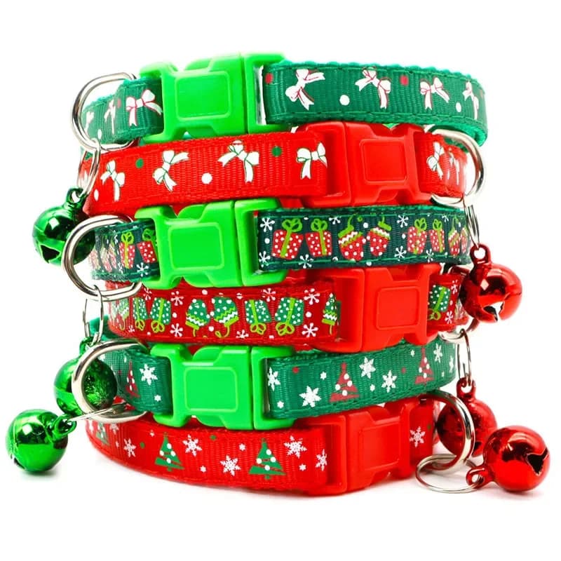 Collare per animali domestici con fibbia regolabile con campana Collare per cani per gatti Natale personalizzato Gattino Cucciolo Hamesses Accessori per piccoli animali