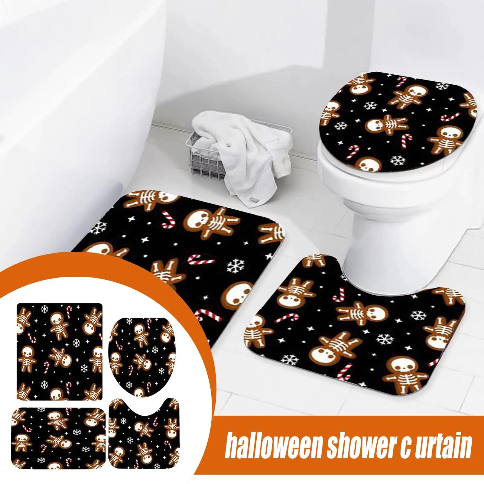 Set di decorazioni per il bagno di Halloween Set di tende da doccia fantasma spettrale per decorazioni per il bagno di Halloween Vacanza lavabile in lavatrice