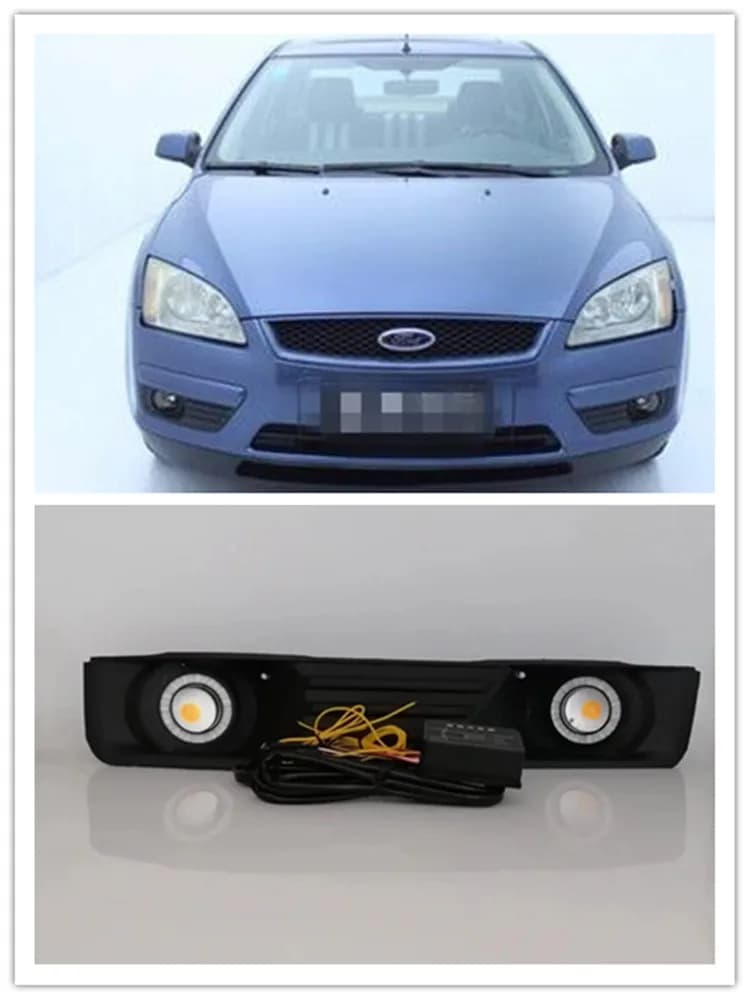 Gruppo fendinebbia a LED per Ford focus MK2 2005 2006 paraurti anteriore fendinebbia sostituzione Kit di accessori per la luce diurna dell'occhio di angelo