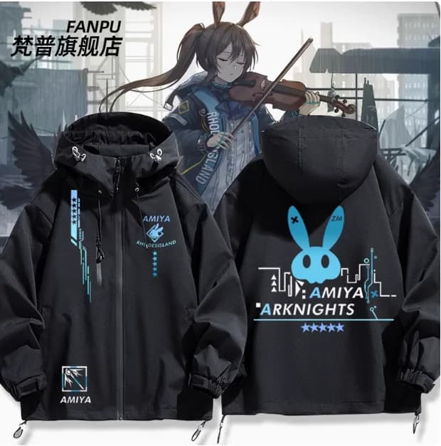 Anime Arknights Amiya Giacca a vento con cappuccio Cosplay Autunno Inverno Uomo Donna Cappotto Top larghi