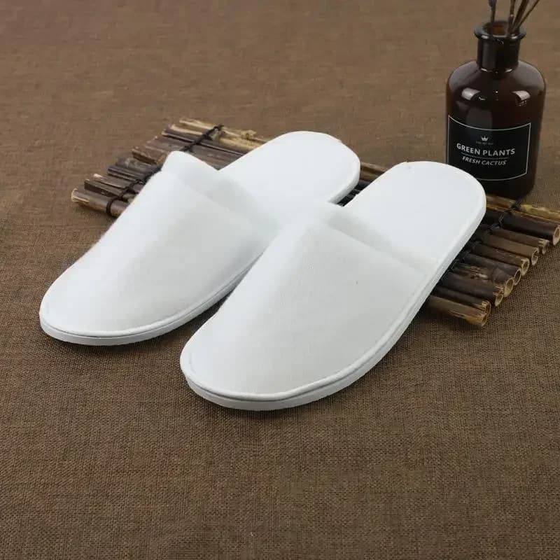 10 paia di pantofole usa e getta per hotel, 28x11 cm, forniture per la stanza di casa, pantofole bianche antiscivolo con punta coperta e superficie spazzolata