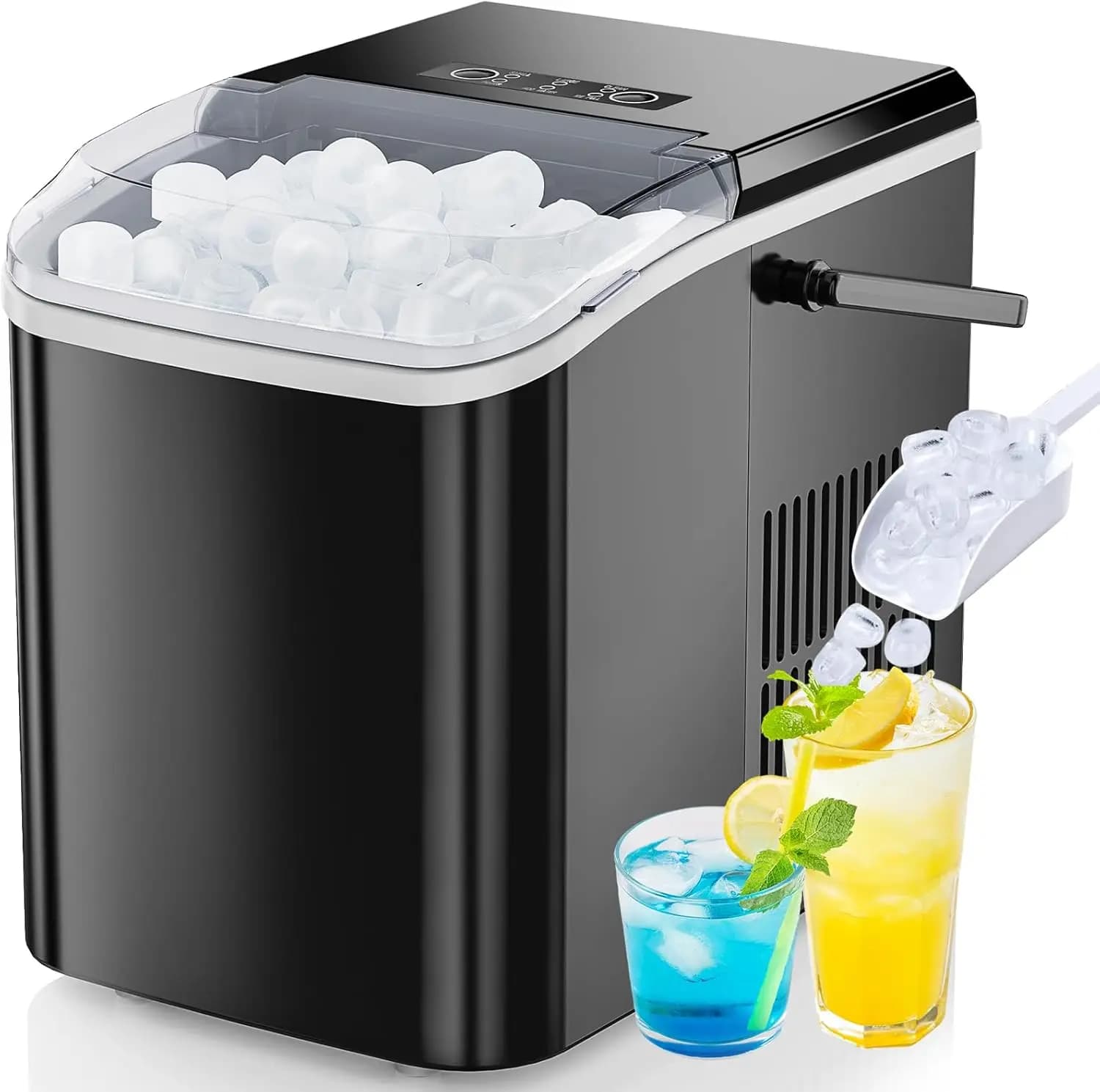 Macchina per il ghiaccio portatile, 26 libbre/24 ore, 9 cubetti in 6 minuti, autopulente e silenziosa per casa, cucina, camper, campeggio