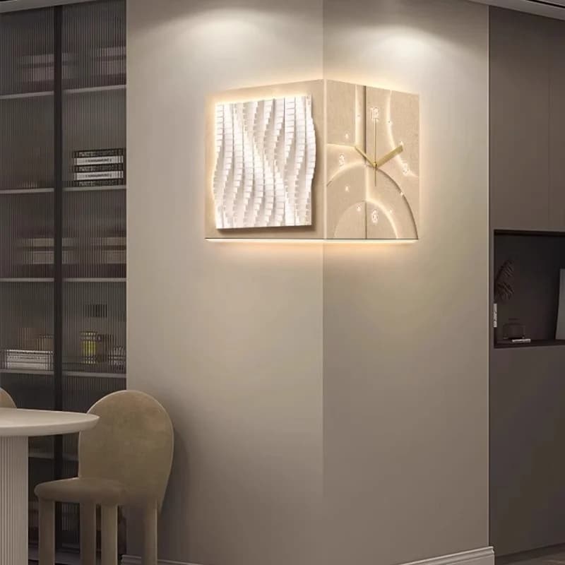 Abstract Space Art Double-Sided Wall Clock - Punch-Free Creative Living Room Lamp, High-End Double-Sided Simple Wall Clock
