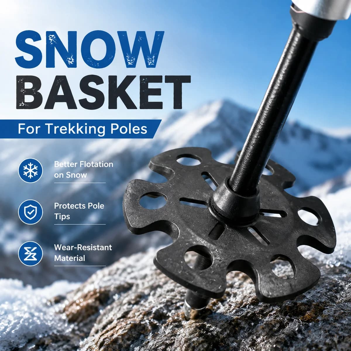 Trekking Pole Snow Basket Black Multi-Hole Walking Stick Tip Guard for Snow Sand Mud Hiking Accessories