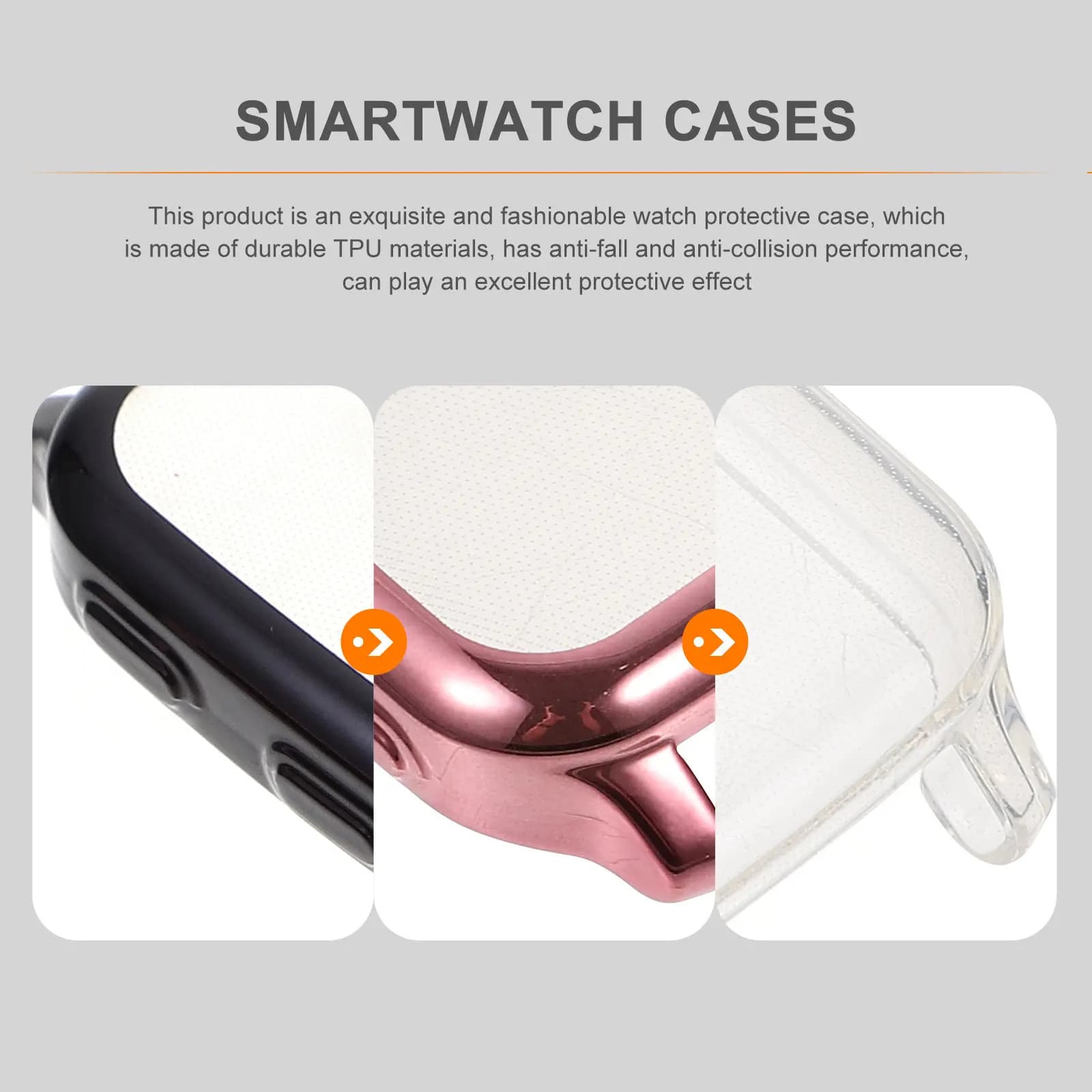Custodia protettiva per orologio in TPU alla moda, 3 pezzi, anti-collisione, per smartwatch, con installazione e rimozione facili, guscio decorativo per orologio