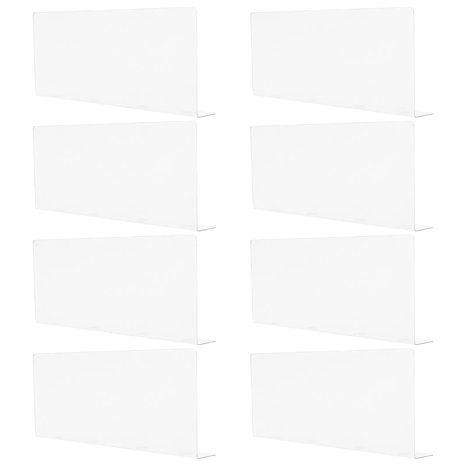 8Pcs Acrylic Shelf Dividers Clear Transparent Closet Organizer Adjustable for Wardrobe Dresser Bookcase Kitchen Cabinet 28Cm