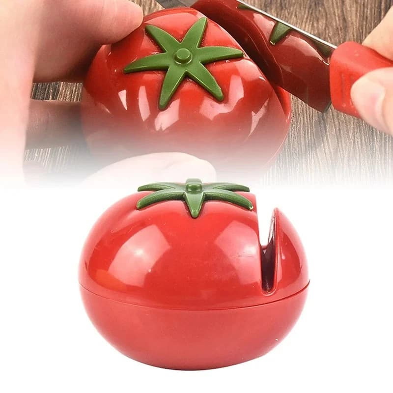 Tomato Shape Portable Sharpener, Mini Sharpener for Knives and Scissors, Kitchen Accessories