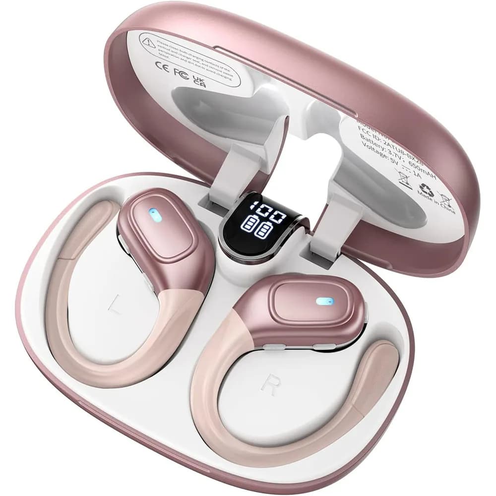 Auricolari sportivi Bluetooth 5.3 Cuffie con gancio per l'orecchio Auricolari wireless impermeabili IPX7 75 ore con display di alimentazione a LED Pulsanti fissi