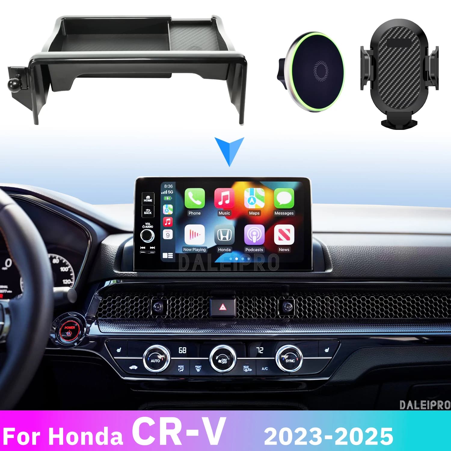 Per Honda CR-V CRV 2023 2024 2025 Supporto Del Telefono Scatola di Immagazzinaggio Multifunzionale Schermo Per Auto Organizzatore Fisso di Ricarica Senza Fili Per CRV
