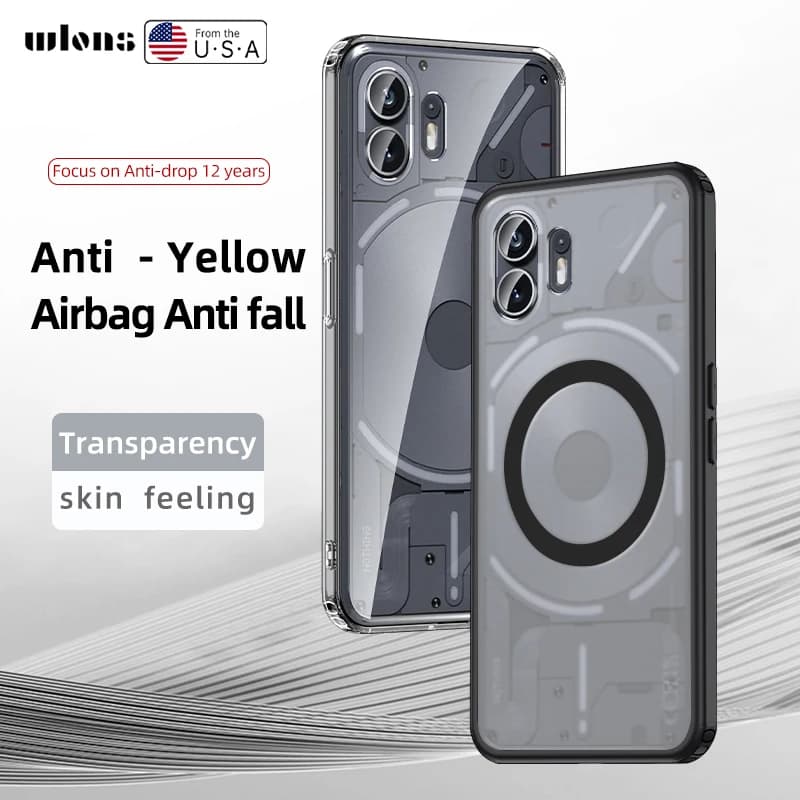 For Nothing Phone 2 1 Custodia Airbag Custodia di ricarica wireless magnetica antiurto Shell per Nothing Phone2 Phone1 Custodia protettiva