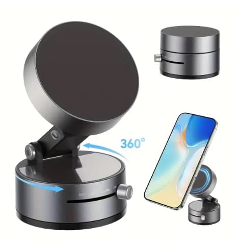 Foldable vacuum suction cup magnetic car phone holder, suitable for iPhone/Android phone accessories.