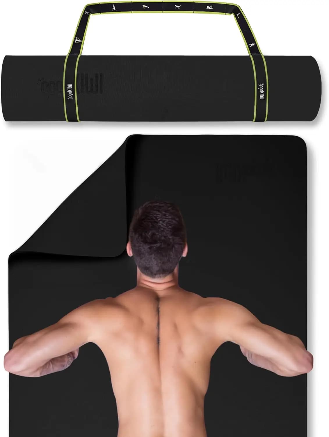 Tappetino Yoga Extra Largo Antiscivolo per Uomini e Donne, 183 cm x 91 cm con Indicatori di Allineamento per Fitness e Allenamenti a Terra
