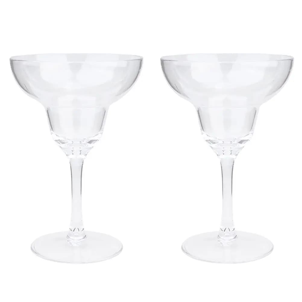 2Pcs Margarita Cups Plastic Clear Cocktail Glasses Stemmed Unbreakable Lightweight Red Wine Glass Beverage Goblets