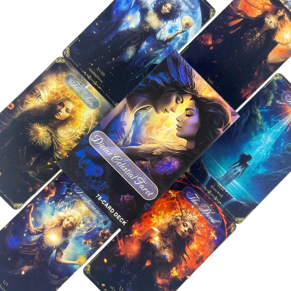 Carte dei Tarocchi Divini Celestiali in Inglese, Gioco da Tavolo per Divinazione con 78 Carte, Edizione per Feste in Famiglia e Previsioni del Futuro