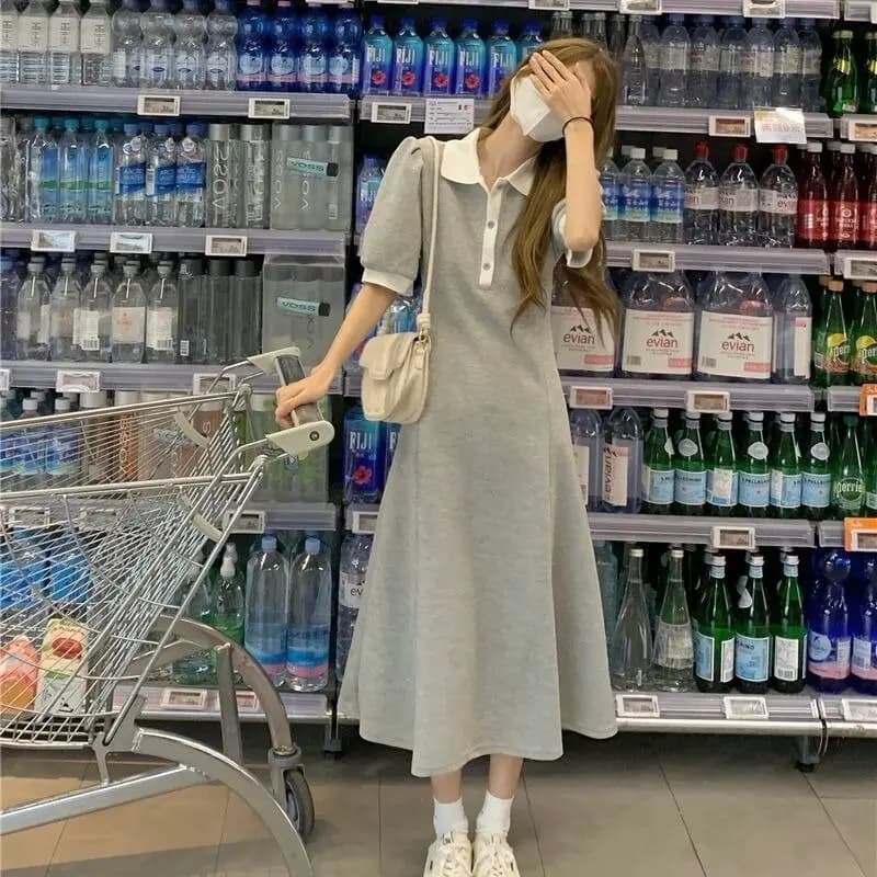 Elegante Abito Lungo con Colletto, Vestito Modellante Stile Dandelion Tea Break, Nuova Collezione Primavera-Estate, Abito di Alta Moda per Donna