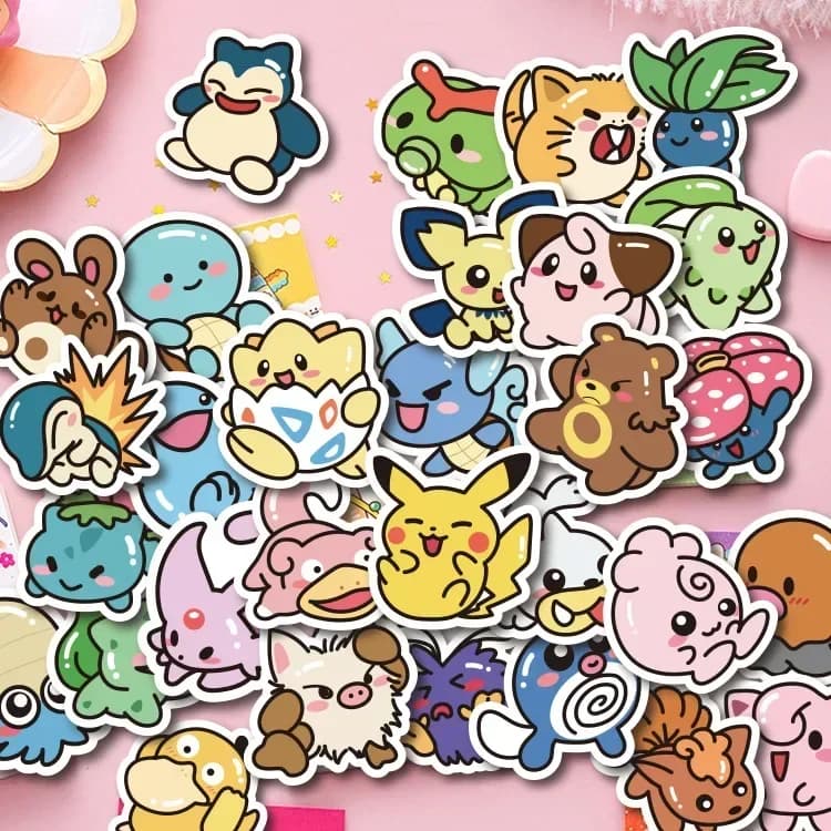50 pieces Kawaii Anime Pokemon Stickers Pikachu decals DIY for laptop luggage skateboard phone cartoons toy for kids stickers gift