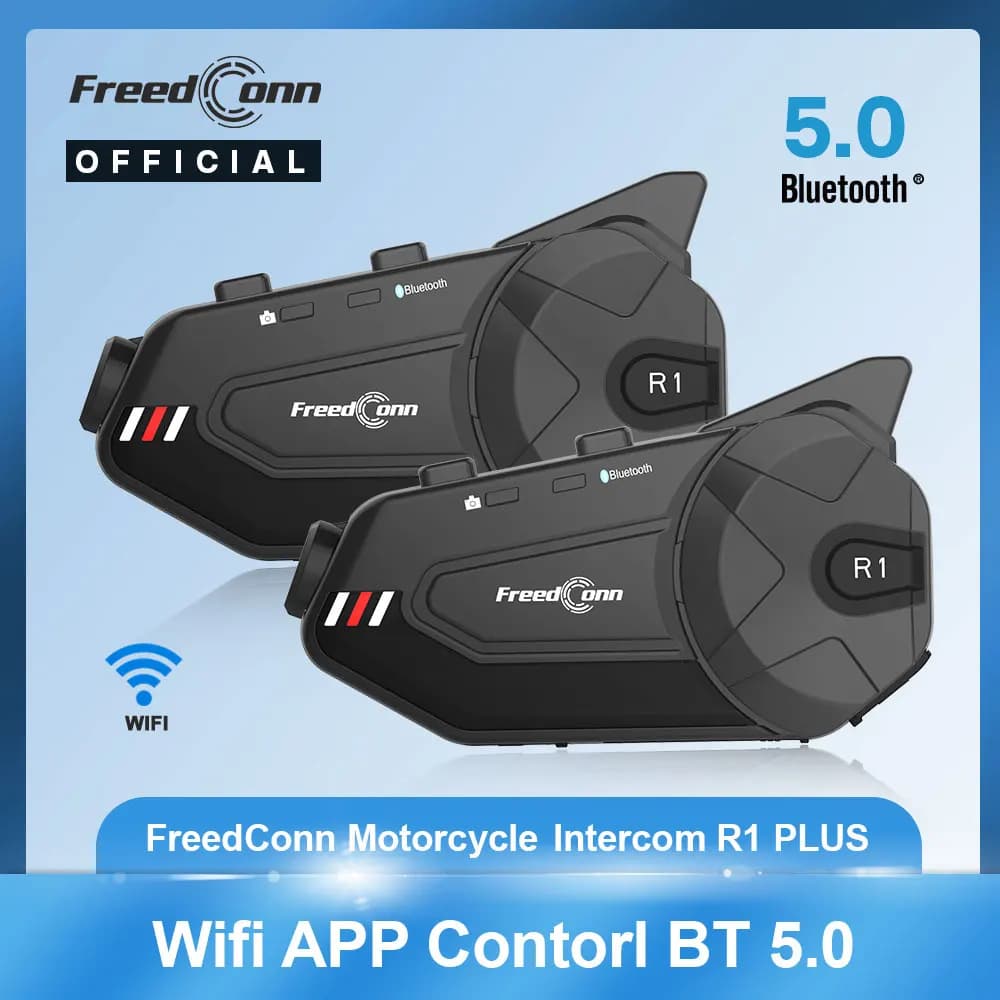 Freedconn Bluetooth Motor intercom 6-way Helmet Earphone 1000M Video Recorder WiFI Auto DVR Motor Dash Cam