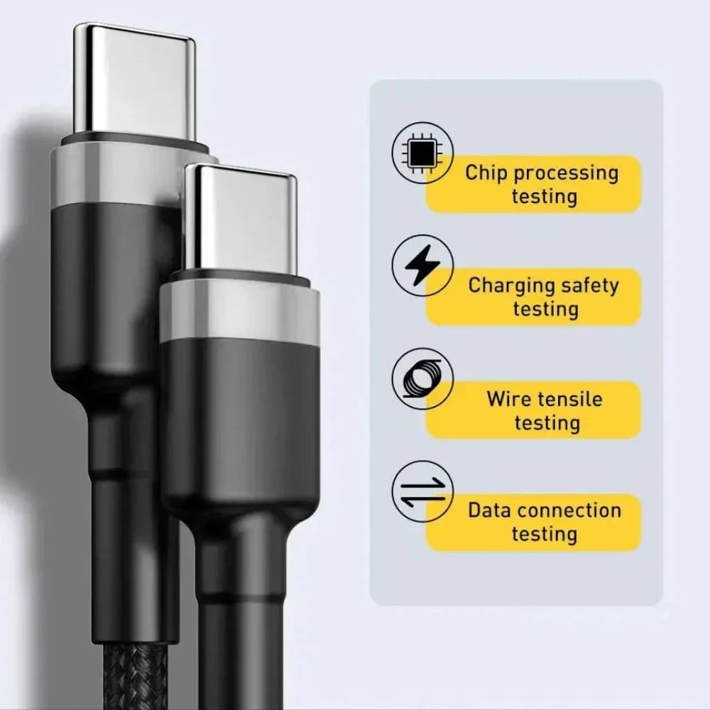 Cavo di Ricarica Rapida Type-C a Type-C da 120W, 0.25m/1m/1.5m/2m, Accessori per Telefono, Cavo Intrecciato in Nylon per iPhone, Samsung e Huawei