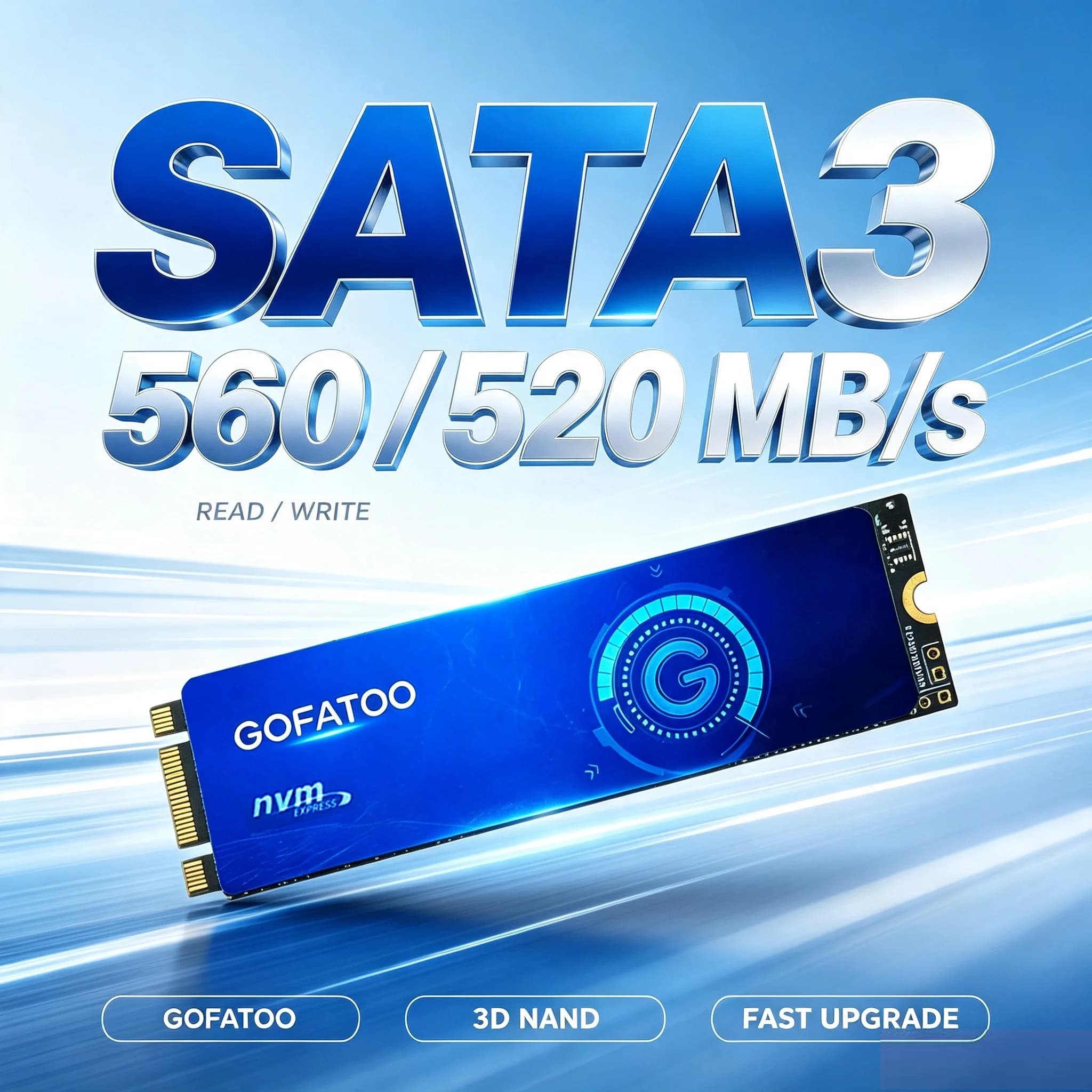 GOFATOO NGFF M.2 2280 SATA III SSD 560MB/s 2TB 1TB 512GB 256GB 128GB Internal Drive for Laptop Desktop PC Computer Components