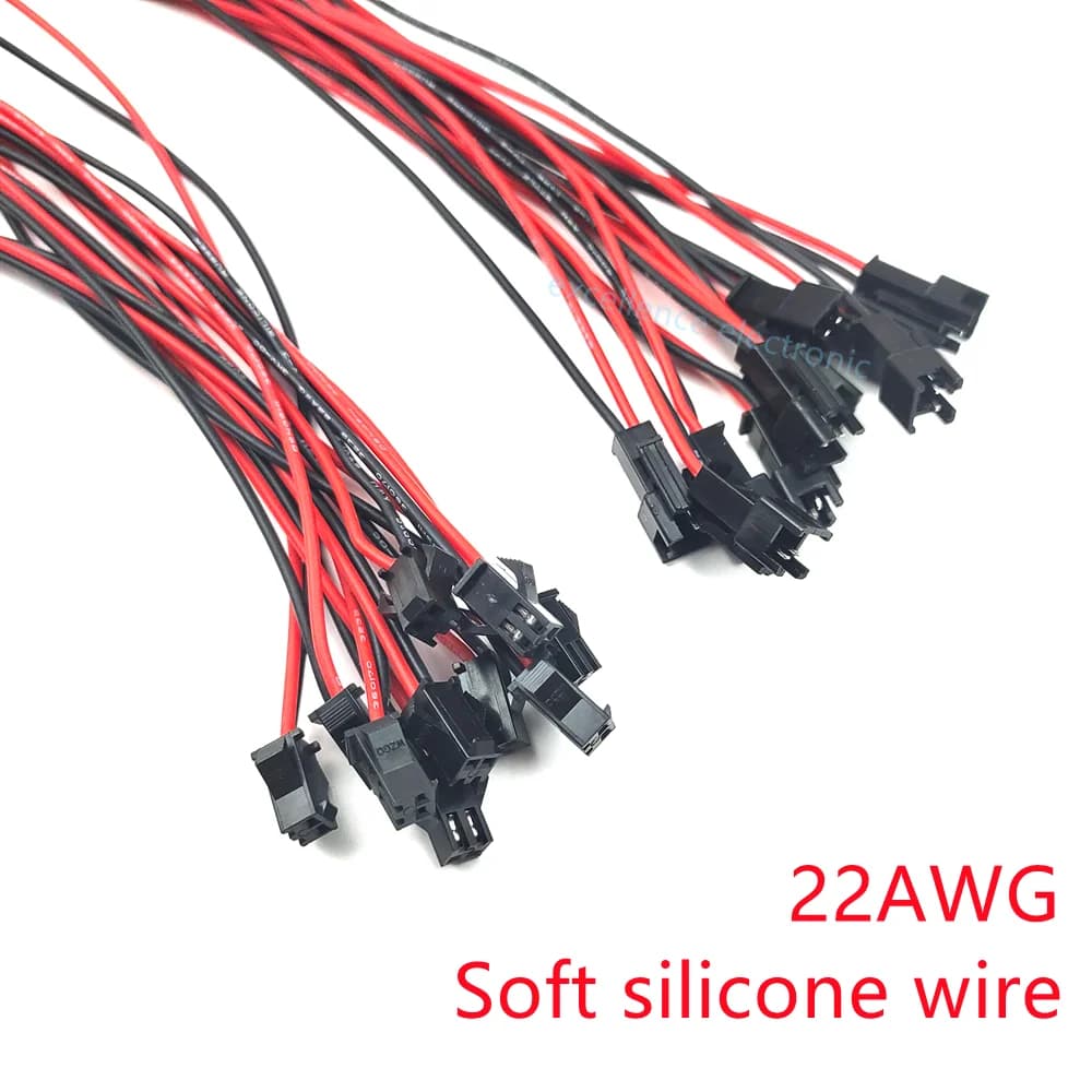 10 paia di connettori maschio e femmina SM da 2,54 mm a 2 pin, adattatore 2P con cavo in silicone 22 AWG 200 mm per striscia luminosa a LED