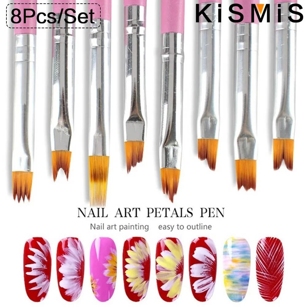 KISMIS 8 pezzi petali per nail art pittura penna pittura disegno per manicure design pennello gel nail art pennello penna stonego strumento per nail art