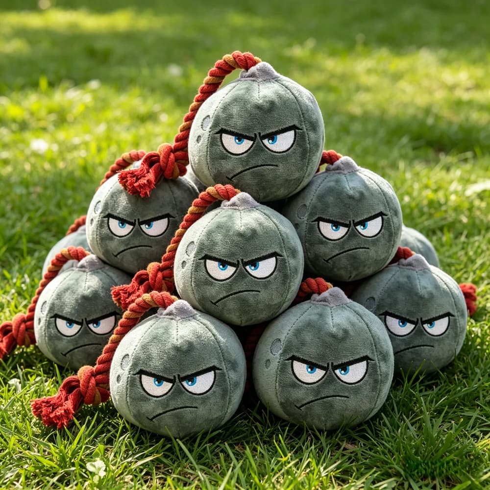 Giocattolo per Cani a Forma di Granata in Peluche con Cordino: Simpatico Giocattolo da Masticare e Tirare, Design Morbido con Corda e Cuciture per Gioco Interattivo