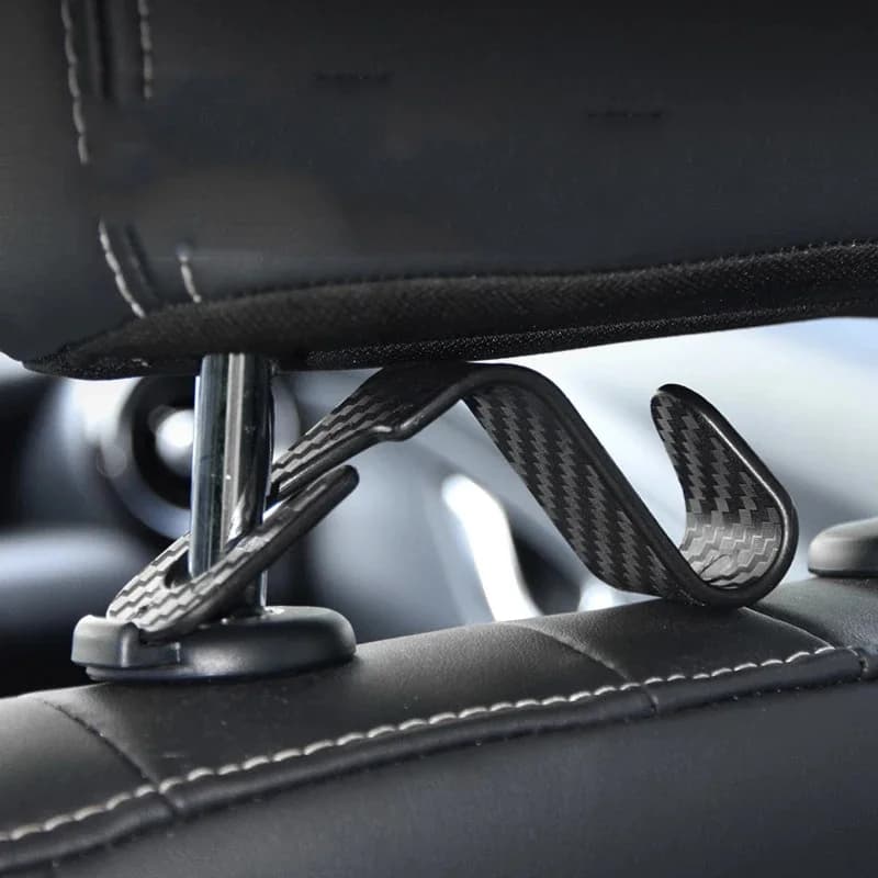 4PCS Carbon Fiber Car Headrest Hook Multifunctional Back Seat Organizer Hanger For Purse Bags Clothes Universal Auto Interior De