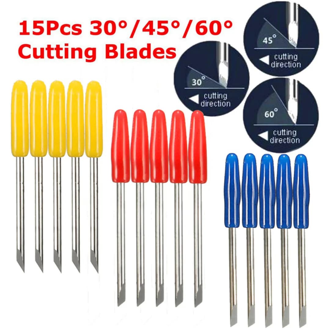 KZTech 15PCS 30 45 60 Gradi Lama da Taglio in Vinile per Graphtec CB15 CB09 Silhouette Cameo Craftrobo Lame CB15U CB09U