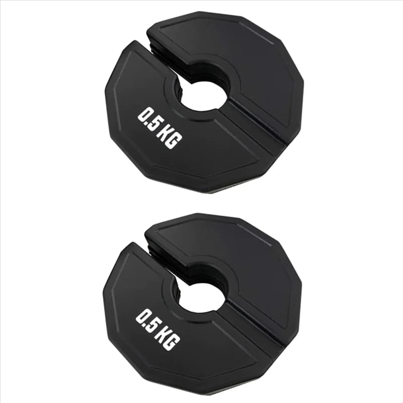 Rubber split weight plates, 2 pieces of 0.5 kg, for micro gym handlebars, black, to add weight