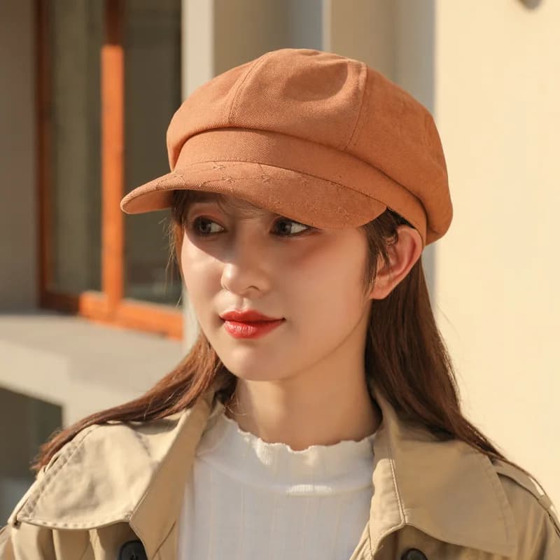 Berretto da baseball ottagonale da strillone con lingua d'anatra da donna Primavera ed estate Moda per il tempo libero Berretto parasole a tesa larga Sport all'aria aperta118