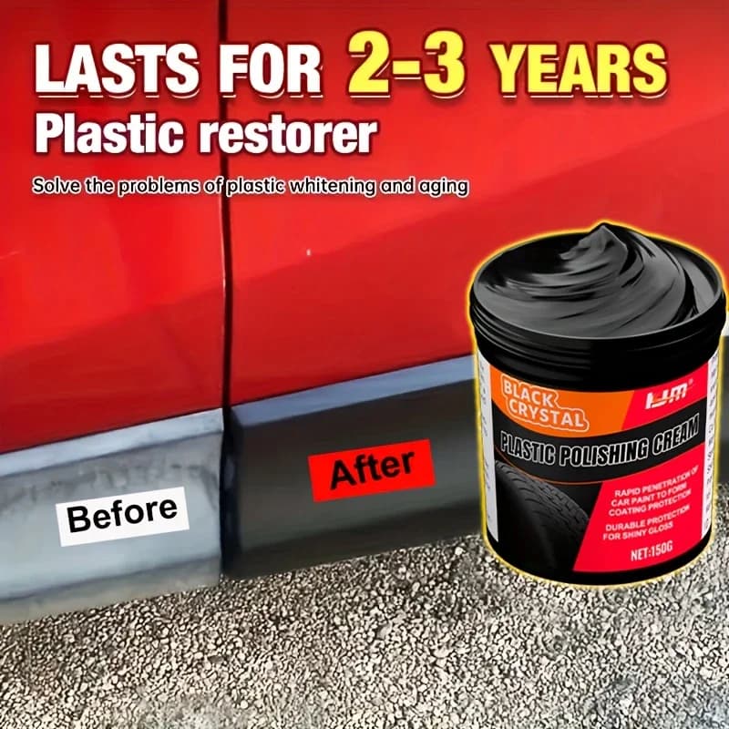 150 g plastic and rubber repair paste - Black crystal enamel for auto scratches, tire gloss and interior renewal, anti-aging and fading King