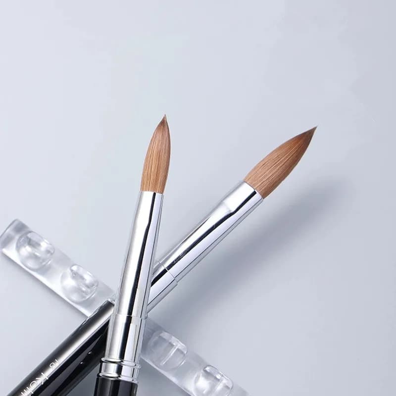1 pz Pennello per Nail Art con Manico Nero in Pelo di Kolinsky, Pennello per Gel UV Acrilico, Pennello per Intaglio, Strumento per Pittura e Disegno Unghie Fai da Te con Liquido e Polvere