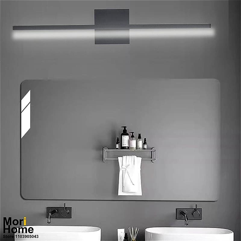 Lampada da toeletta a LED verso il basso, lampada da parete nera moderna e minimalista per bagno dell'hotel, trucco della camera da letto e lampada frontale a specchio a LED per salone
