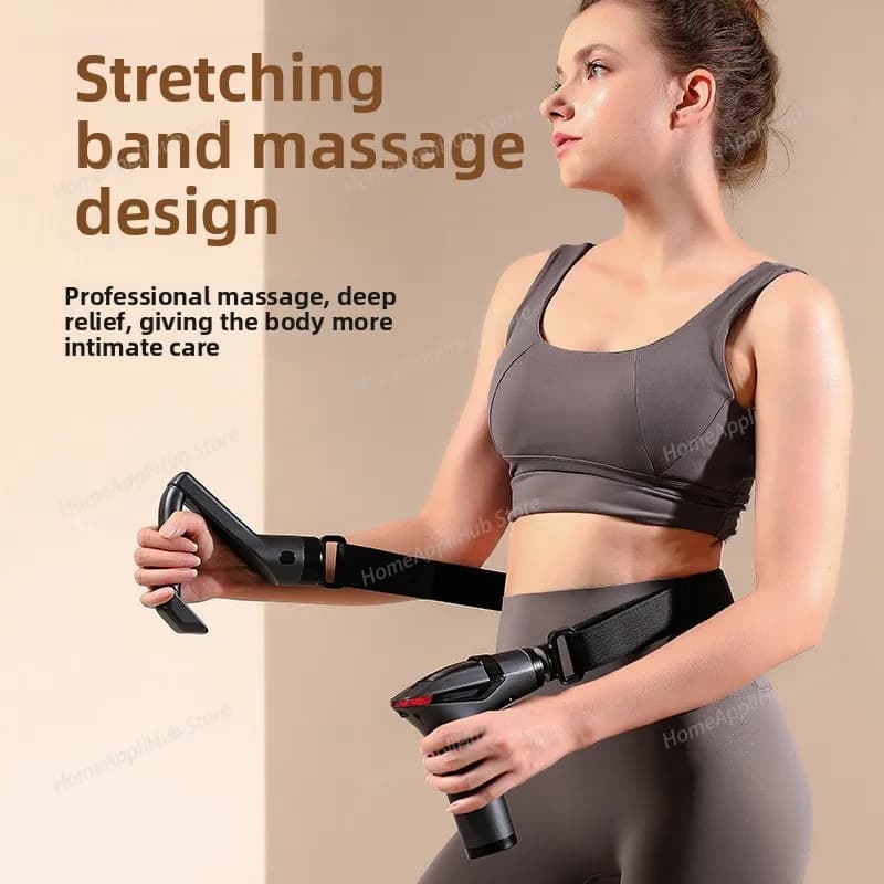 Pistola per fascia staccabile domestica, massaggiatore professionale profondo per tutto il corpo con impugnatura estensibile e cinghia elastica per alleviare l'affaticamento