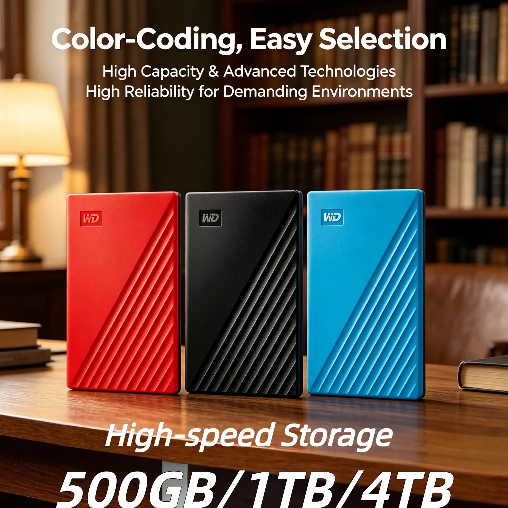 WD My Passport USB 3.0 HDD Esterno 1TB 2TB 4TB Portatile Criptato ad Alta Velocità per Laptop PC Desktop Pro