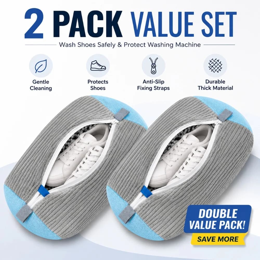 2 Pack Shoe Washing Bag for Sneakers, Thick Padded Chenille Laundry Bags with Zipper, Protect Shoes in Washing Machine