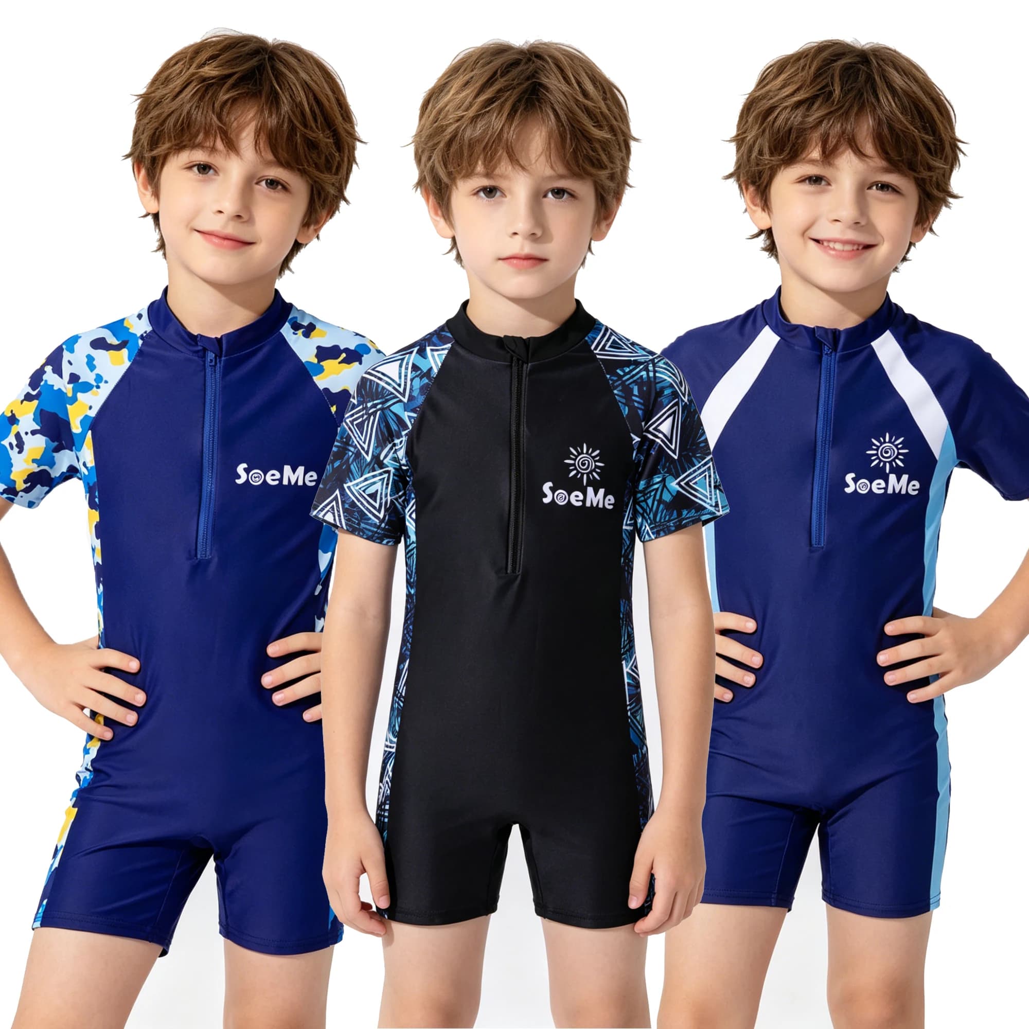 Costumi da bagno interi per bambini, alla moda, con protezione solare, per maschietti e femminucce, a tema cartone animato, ad asciugatura rapida
