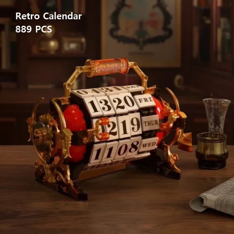 889 Pezzi Mini Blocchi da Costruzione, Calendario Retrò, Modello Architettonico H2003, Mattoncini Fai-da-Te, Giocattoli Educativi per Bambini e Adulti