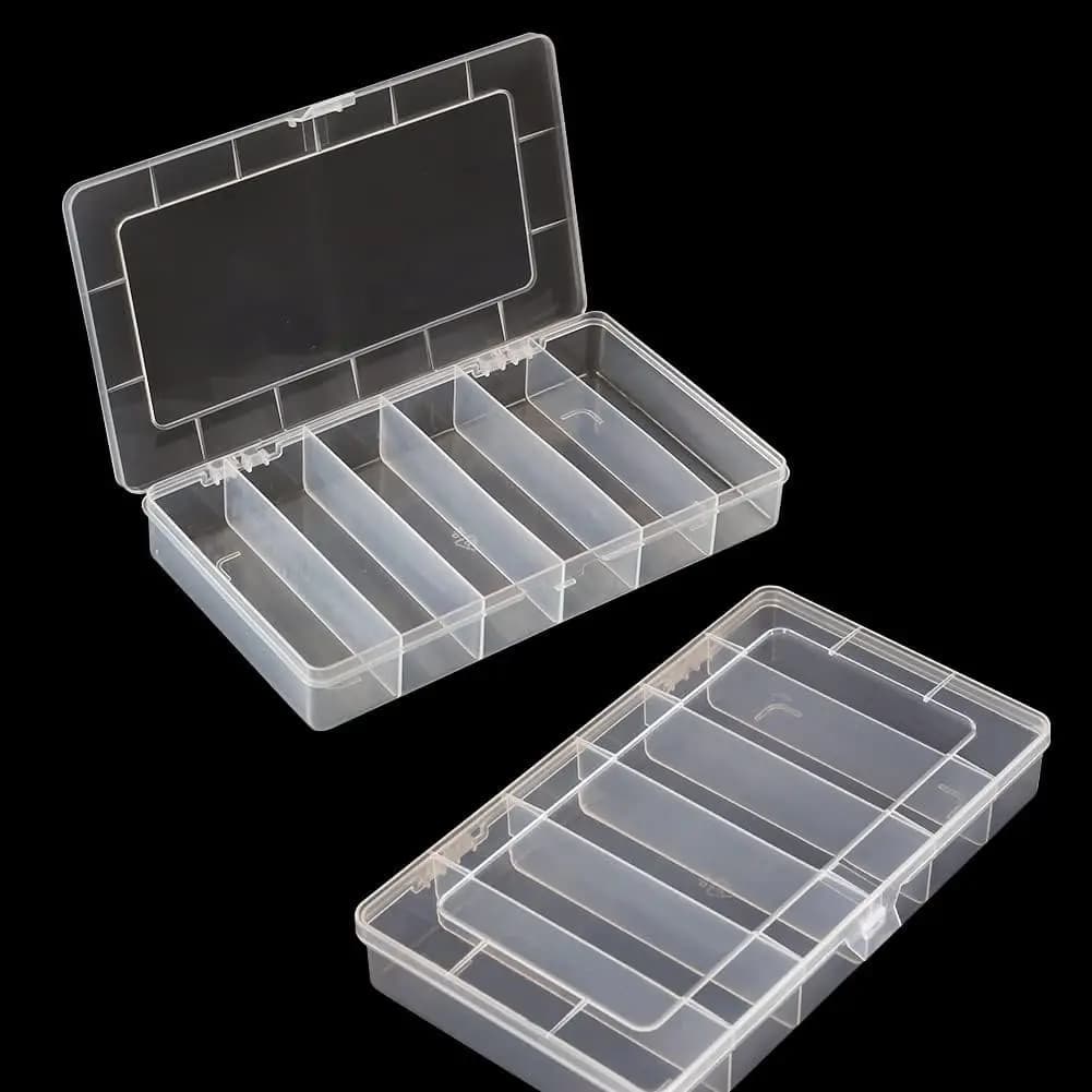Organizer per attrezzi da pesca a 6 scomparti - Contenitore in plastica per pesca, artigianato, perline, orecchini, viti, chiodi, spille (confezione da 2)